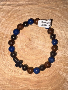 Bracelet pierre hématite & lapis lazuli T2