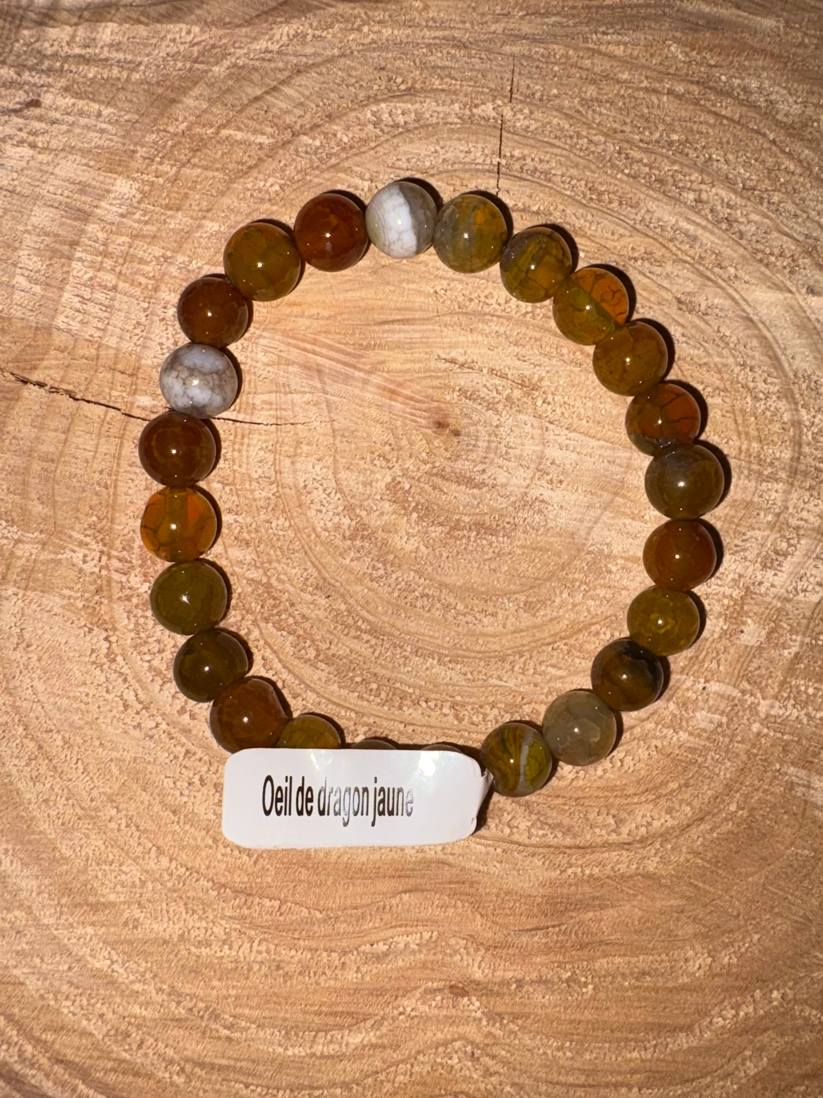 Bracelet pierre œil de dragon jaune 2