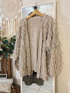 Gilet, bohème, chic, beige, grande taille à frange, tendance la Boutique 83470 ￼