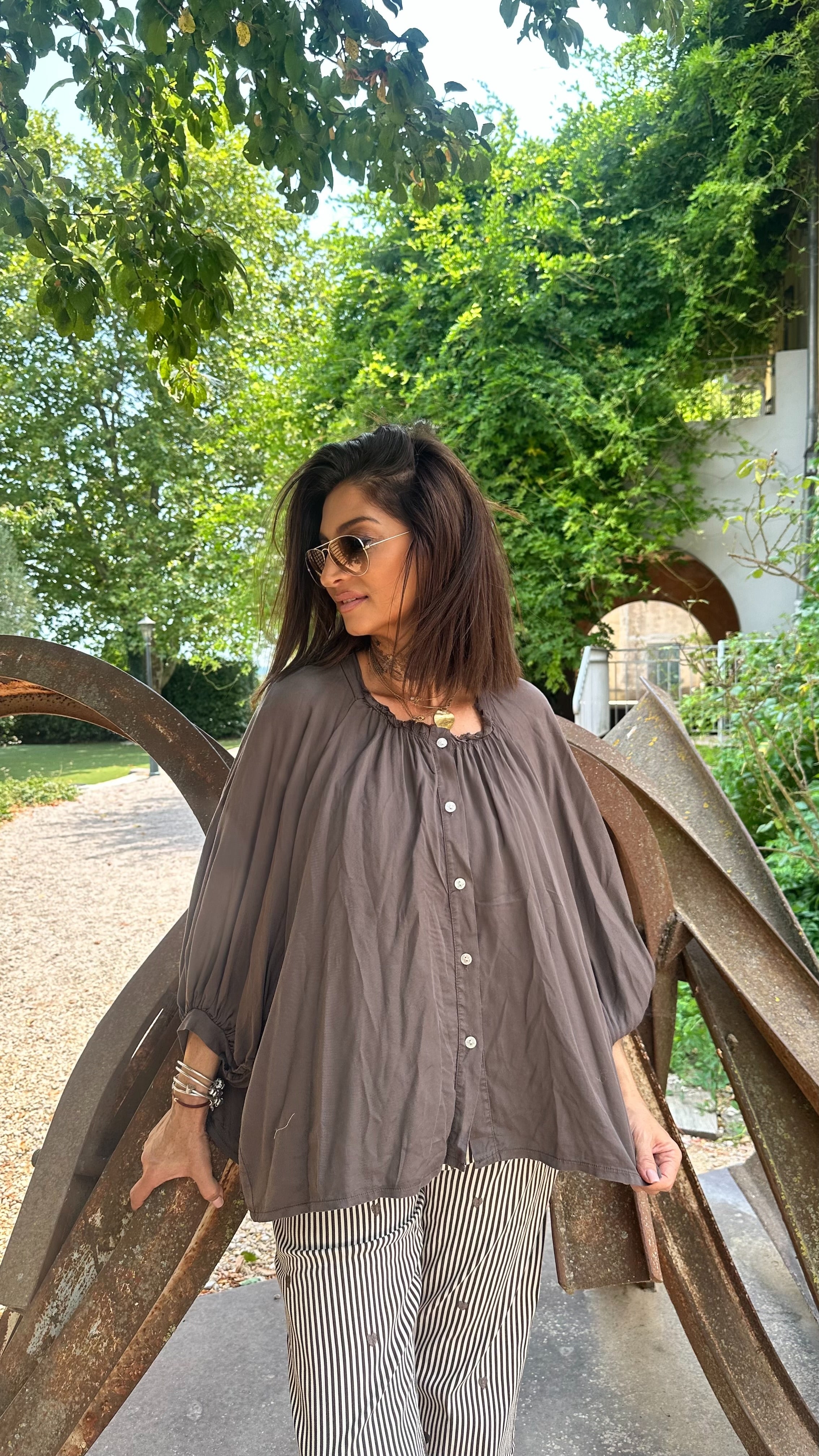 Blouse Over size marron, chocolat la boutique 83470