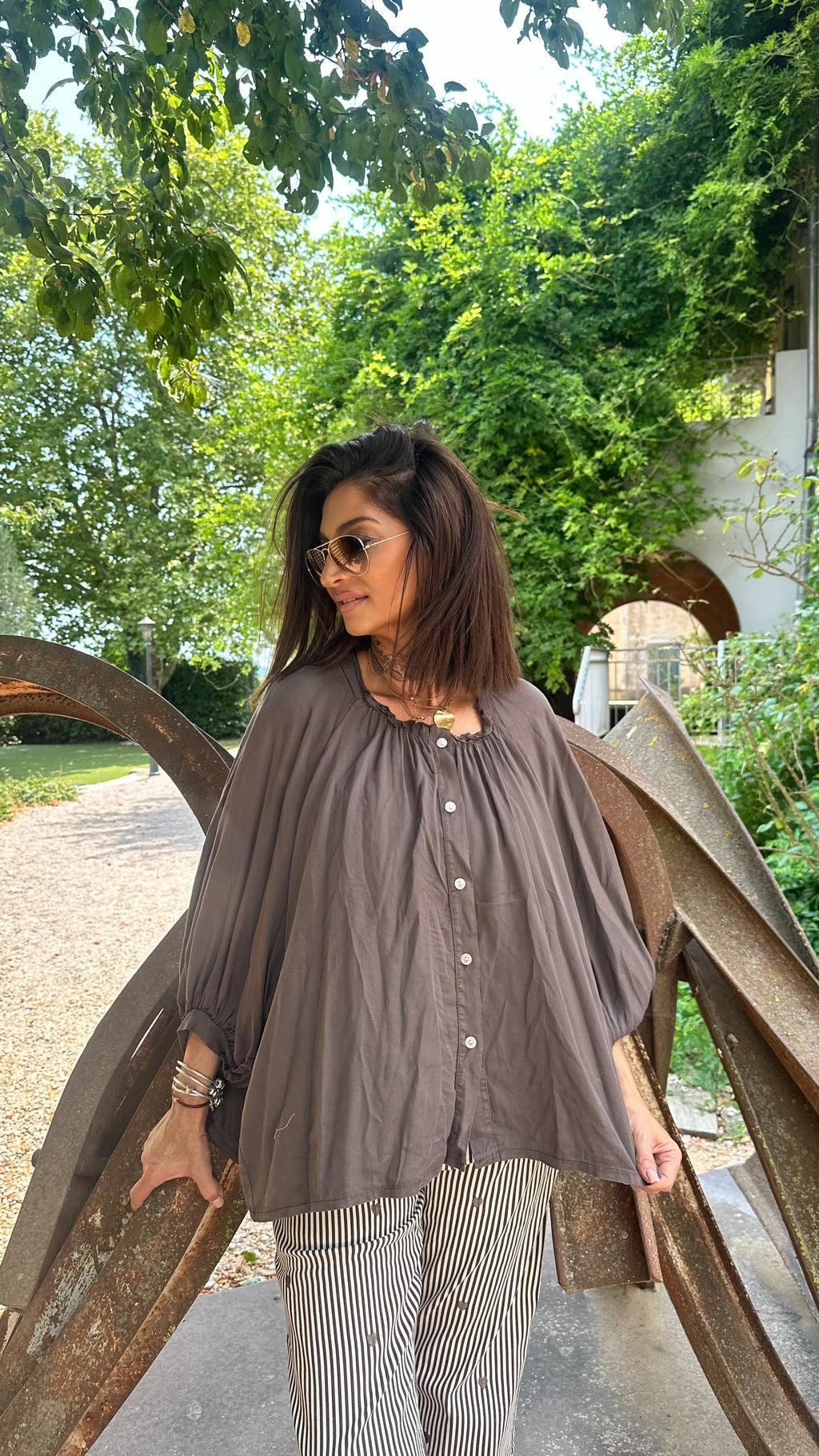 Blouse Over size marron, chocolat la boutique 83470