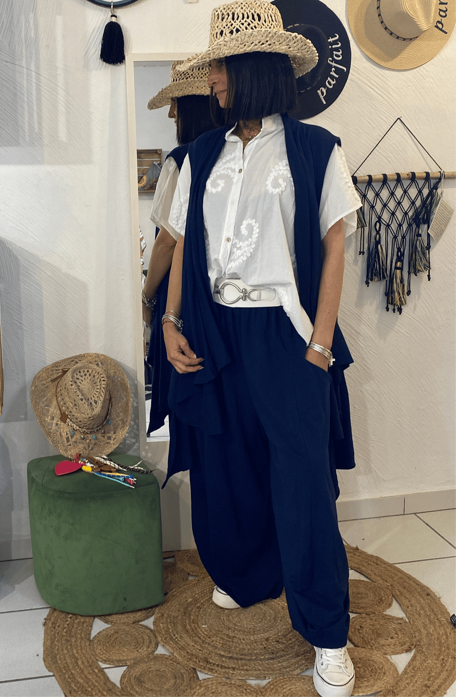 La Boutique 83470 Ensembles de vêtements pour femme Bleu marine / Du 38 au 50 Gilet MÉLANIE Gilet MÉLANIE