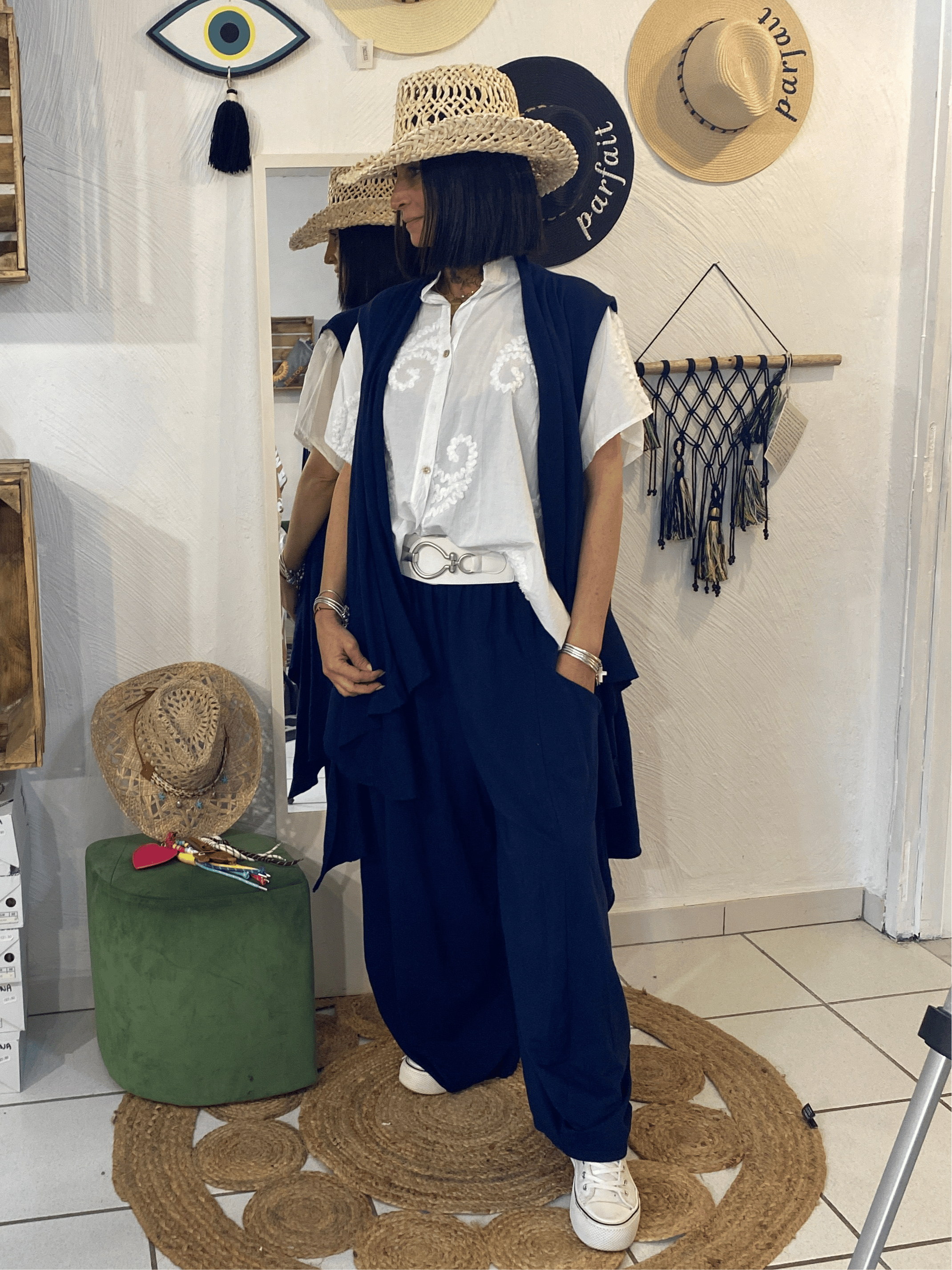 La Boutique 83470 Ensembles de vêtements pour femme Bleu marine / Du 38 au 50 Gilet MÉLANIE Gilet MÉLANIE