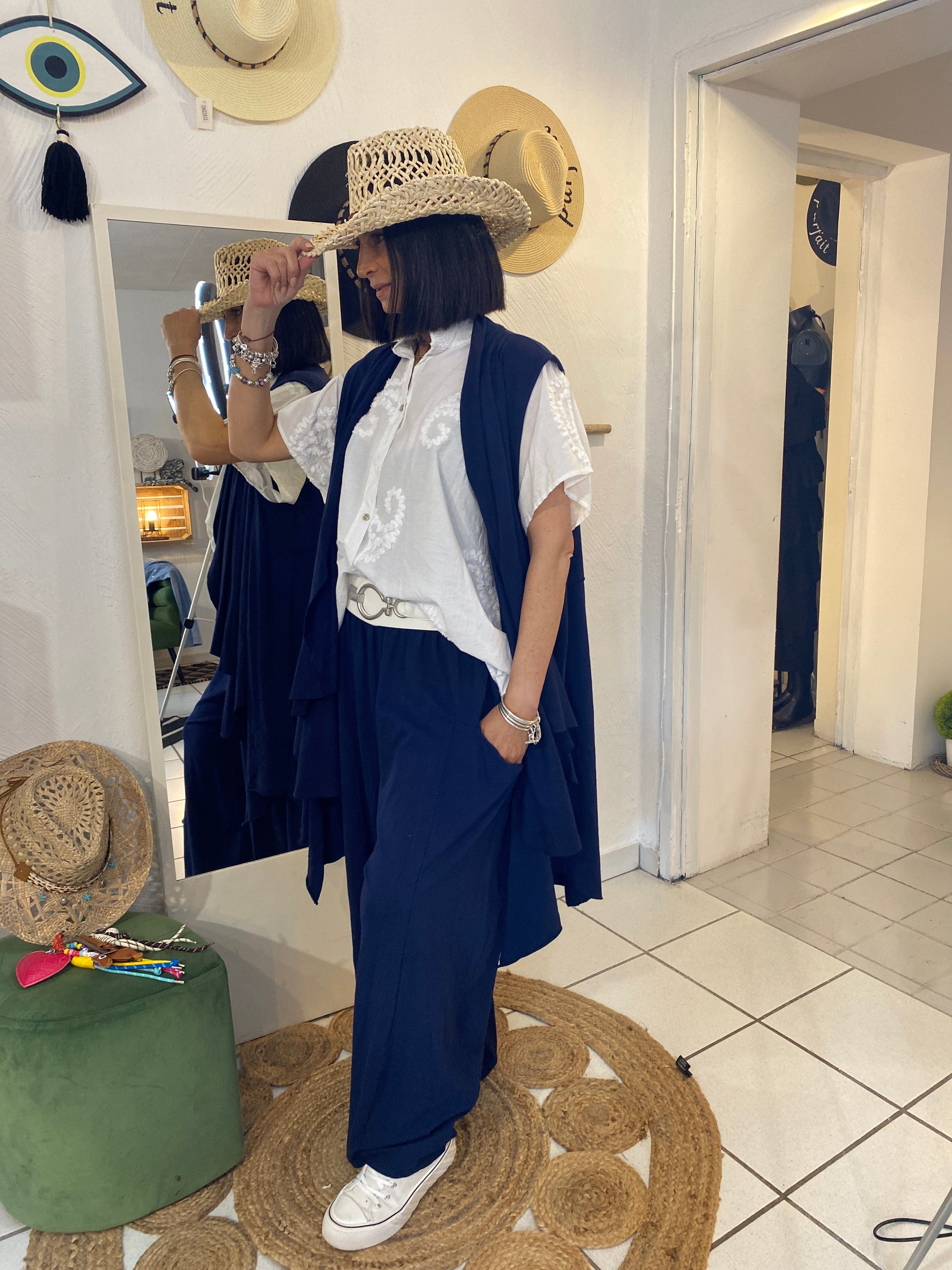 La Boutique 83470 Ensembles de vêtements pour femme Bleu marine / Du 38 au 50 Gilet MÉLANIE Gilet MÉLANIE