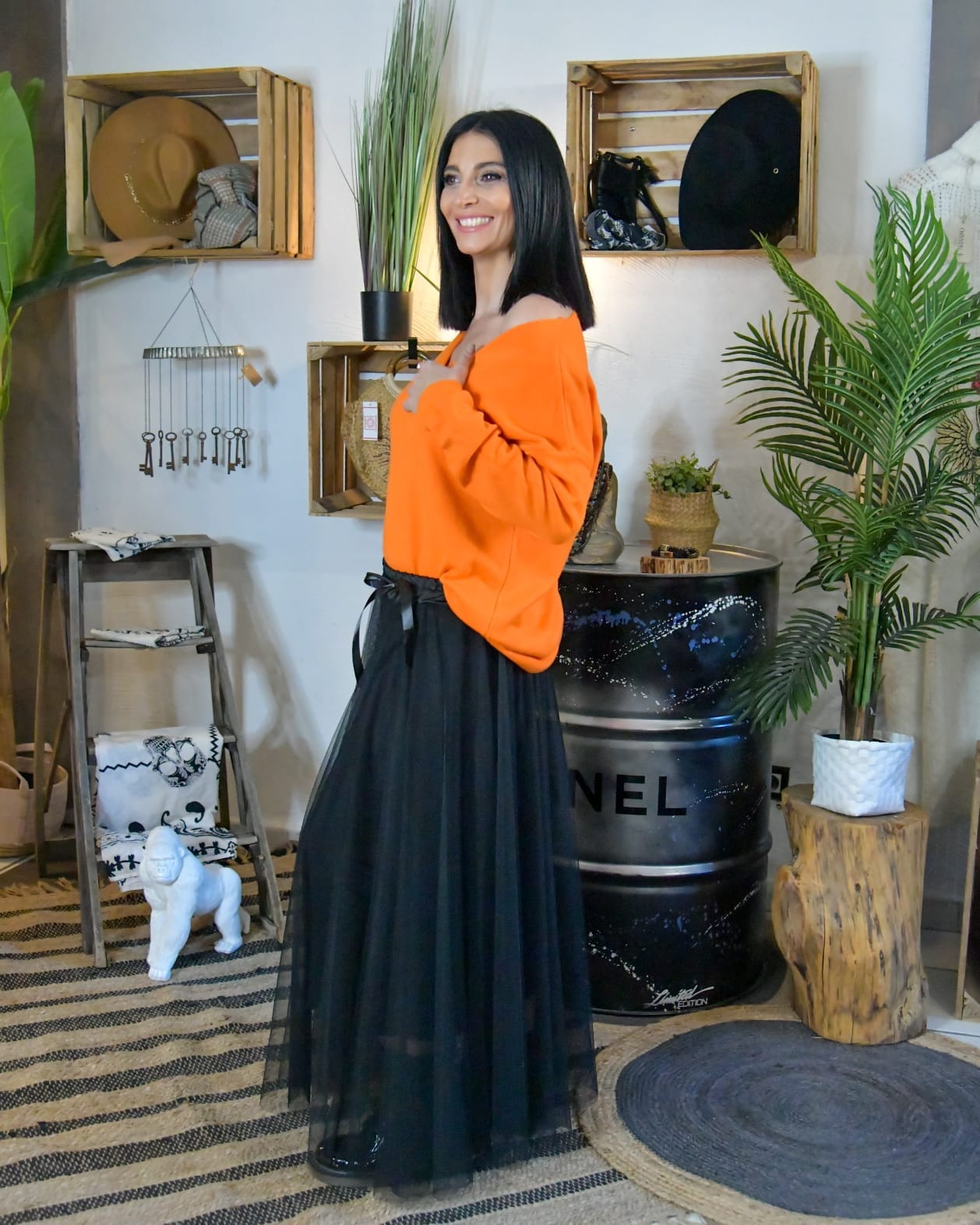 La Boutique 83470 Jupe longue Taille unique / Noir Jupe ORIANE Jupe ORIANE