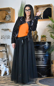 La Boutique 83470 Jupe longue Taille unique / Noir Jupe ORIANE Jupe ORIANE