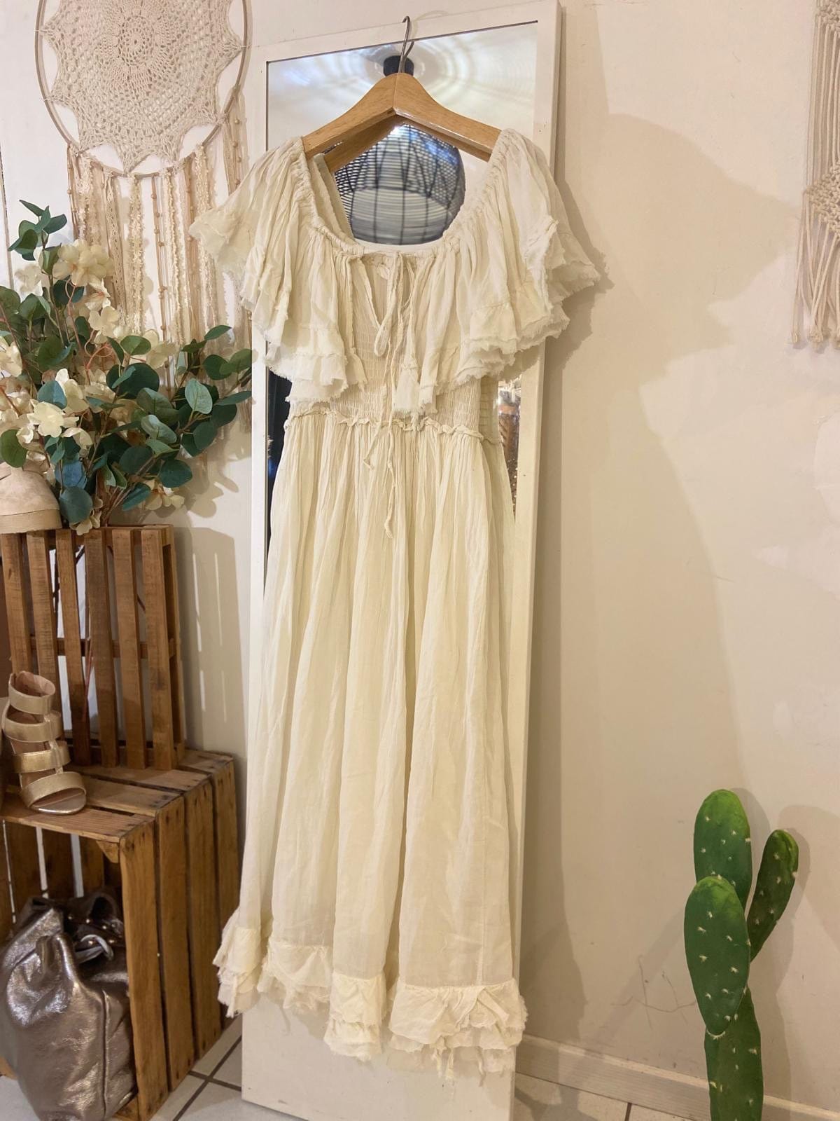 La Boutique 83470 Robe longue Banditas Unique 36 au 44 / Crème Robe GOYAVE Robe GOYAVE