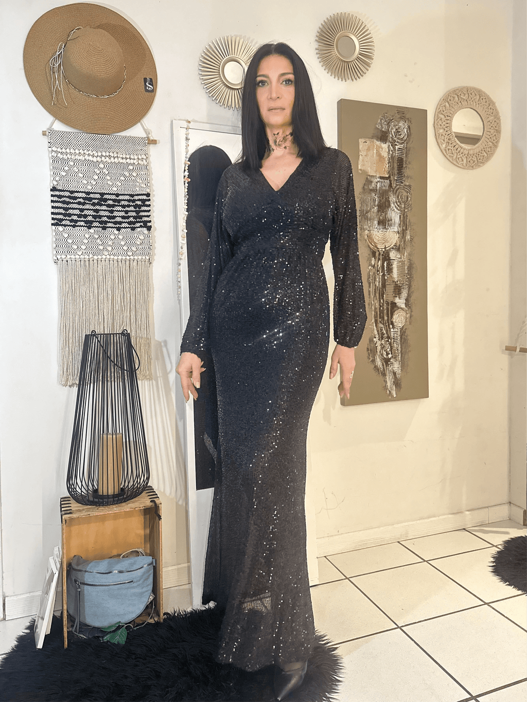 La Boutique 83470 Robe longue TU 34 au 40 / Noir Robe NINA Robe NINA