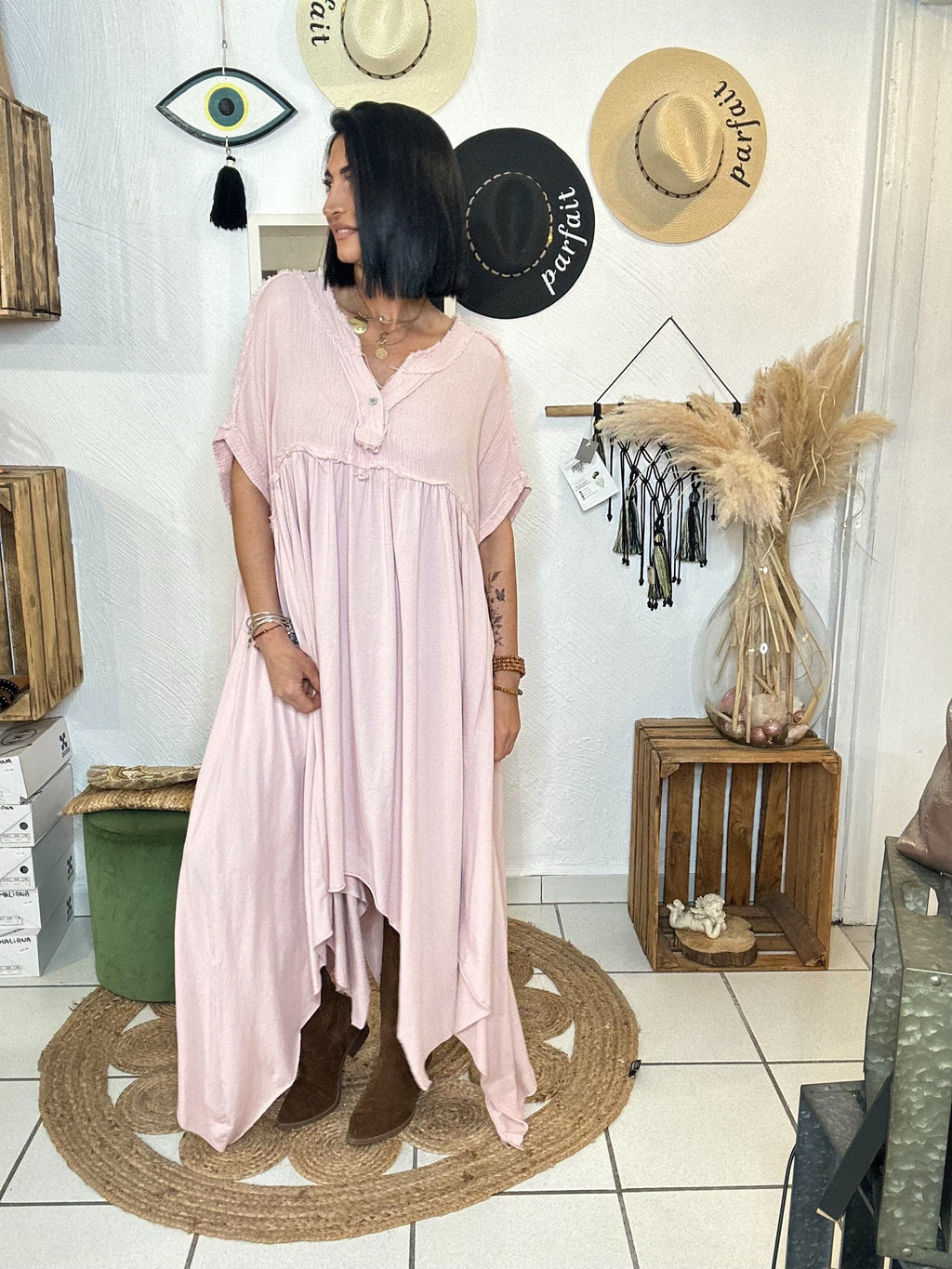 La Boutique 83470 Robe longue TU du 36 au 52 / Rose pale Robe BEA Robe BEA