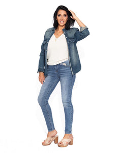 La Boutique 83470 Veste en Jeans Bleu jean / Unique Blouson en jean FUCK